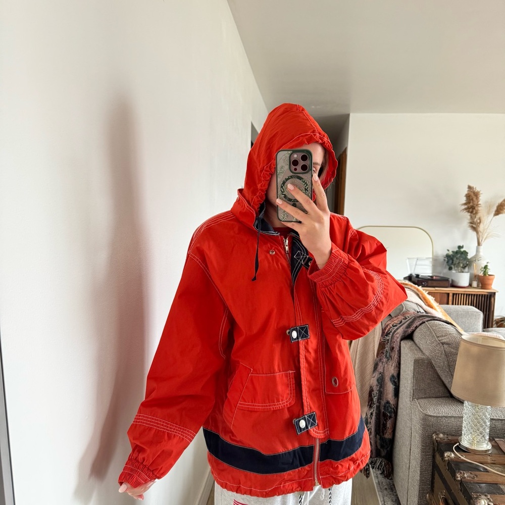 Women's Orange Hooded Bomber Jacket
